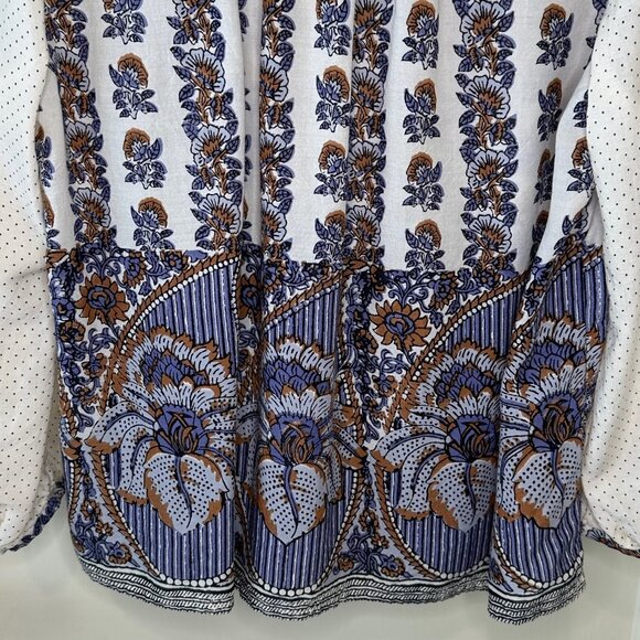 SALE 2/25 Lucky Brand Floral and Polka Dot Bohemian Style Blouse Size Medium - Picture 8 of 11